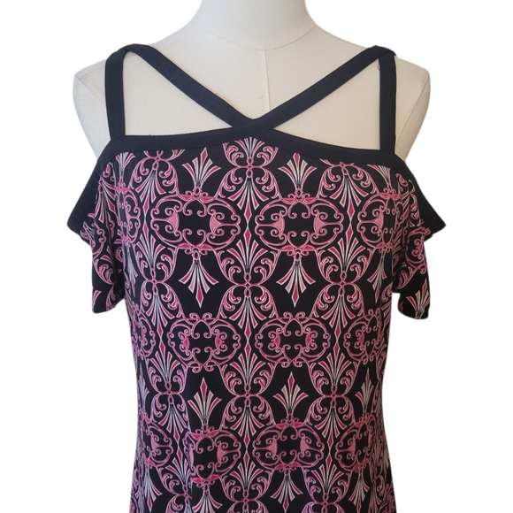 WHBM Pink & Black Jersey Knit Tunic Dress Size Medium - Picture 2 of 5